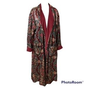 VTG Victoria’s Secret Paisley Print Red Long Robe Sleepwear Valentine’s Large